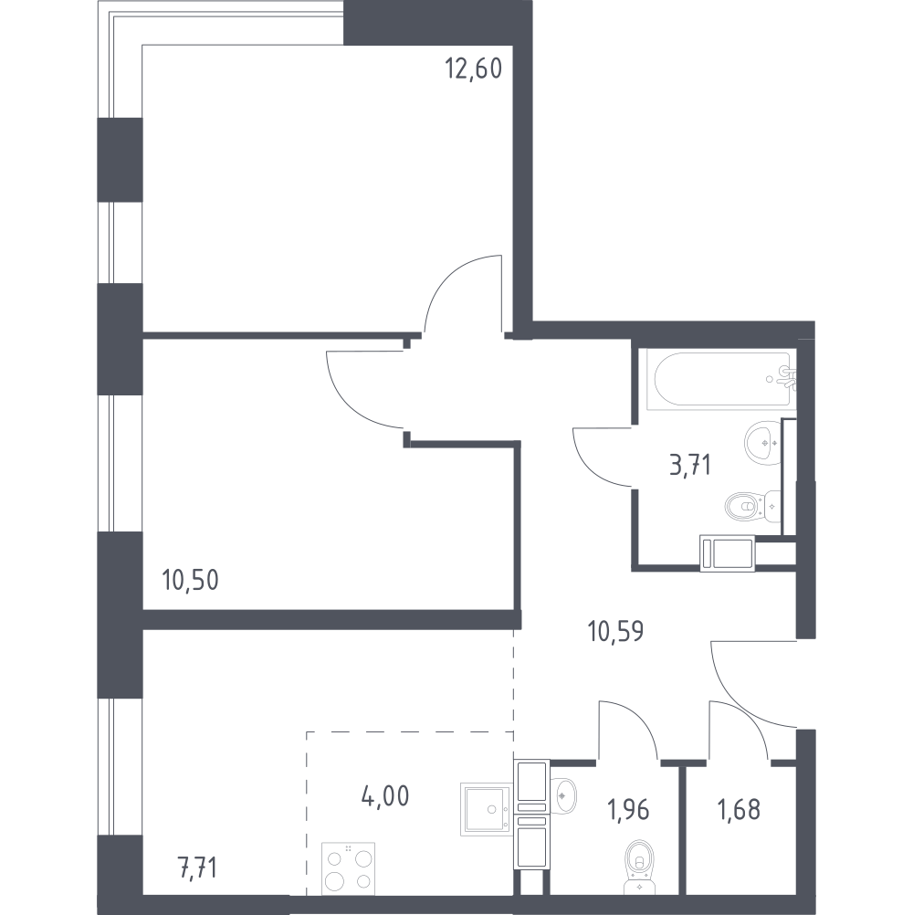 Студия 52 м2 в ЖК Цветочные поляны корпус null этаж 5