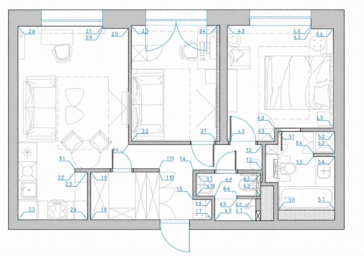 2-комнатная 57.5 м2 в ЖК undefined корпус null этаж 13