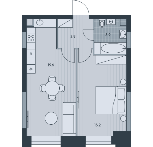 2-комнатная 42 м2 в ЖК Ever корпус null этаж 20