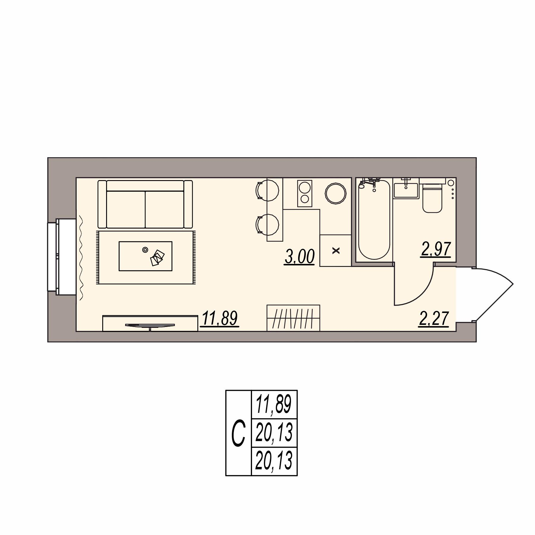 Студия 20 м2 в ЖК Герои поколений корпус null этаж 2