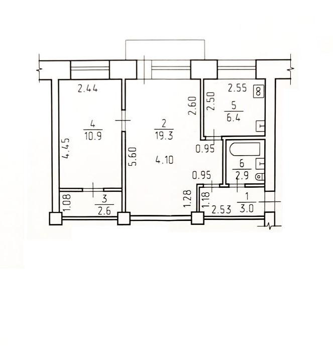 2-комнатная 45.1 м2 в ЖК undefined корпус null этаж 4