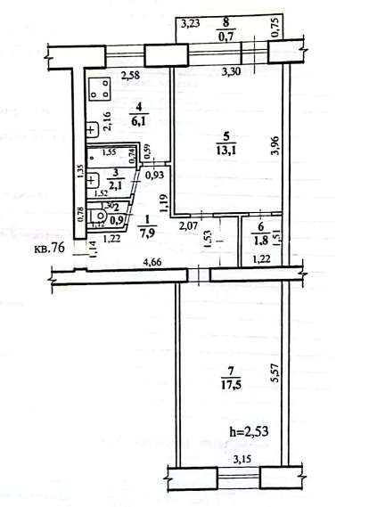 2-комнатная 49.4 м2 в ЖК undefined корпус null этаж 1
