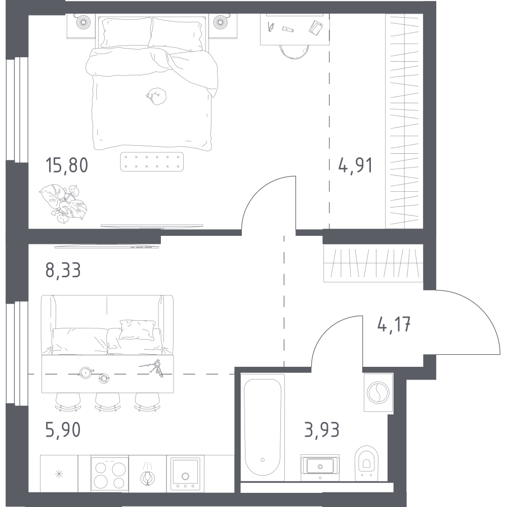Студия 43 м2 в ЖК Урбан Тау корпус null этаж 3