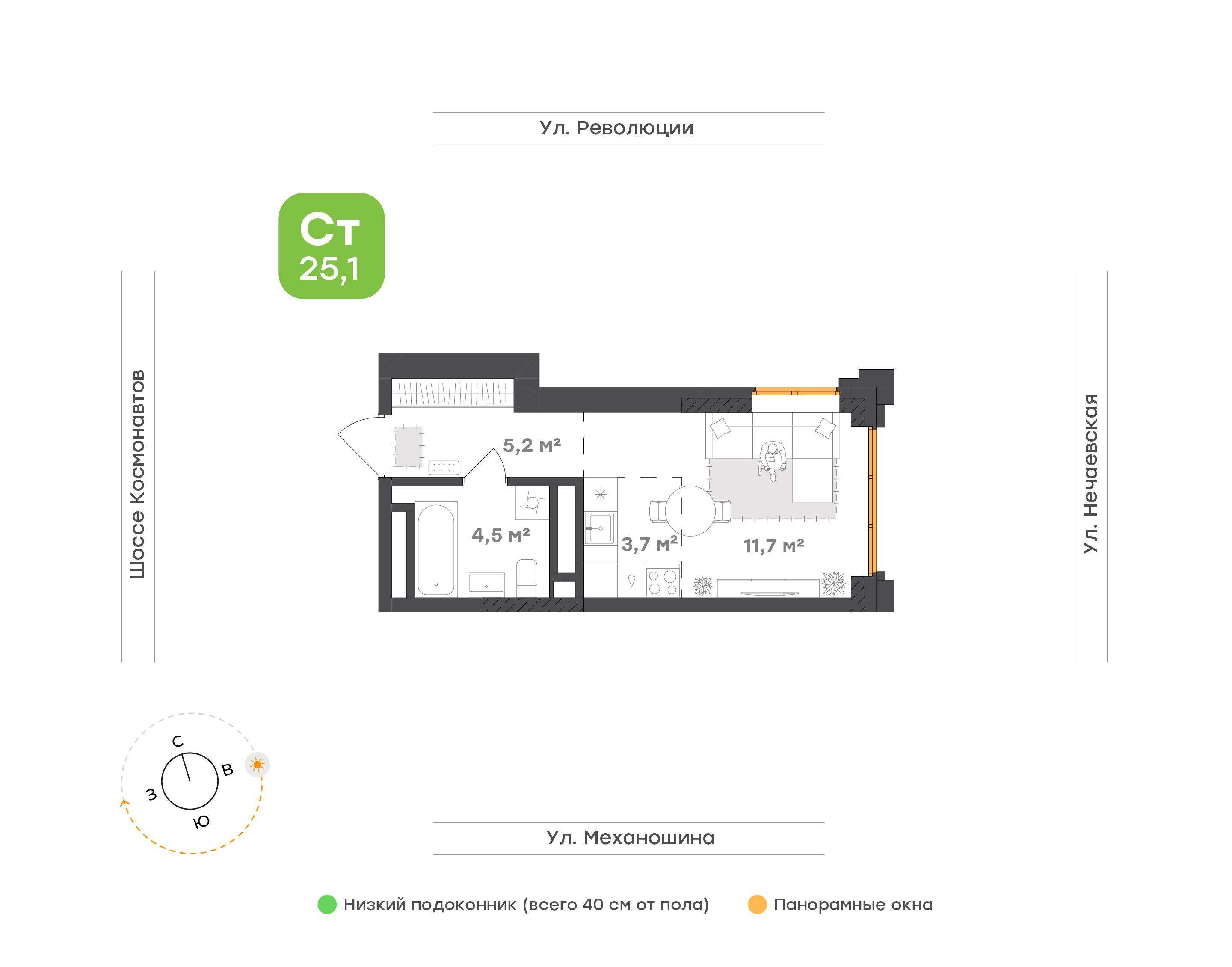 Студия 25 м2 в ЖК Городские кварталы Талан корпус null этаж 17