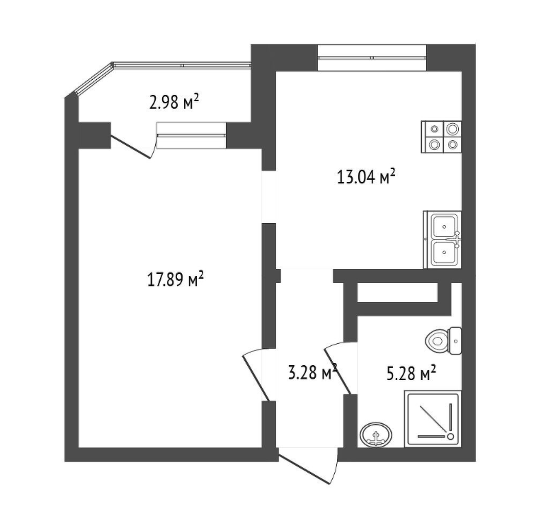 1-комнатная 39.4 м2 в ЖК undefined корпус null этаж 2
