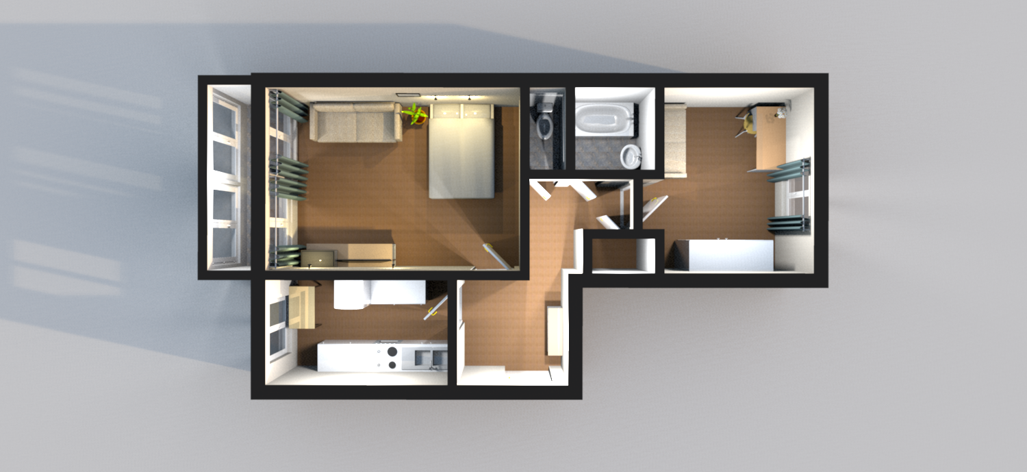 2-комнатная 51.7 м2 в ЖК undefined корпус null этаж 2