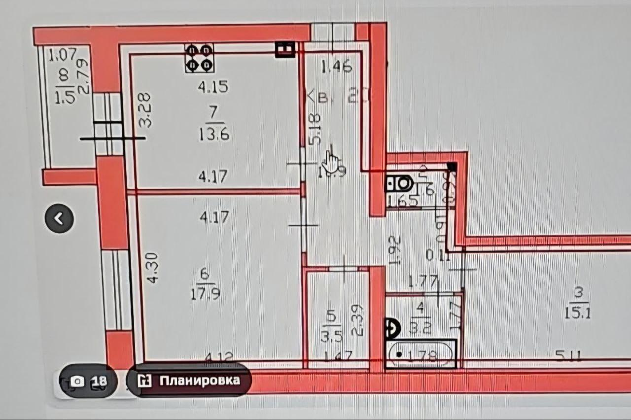 2-комнатная 65.8 м2 в ЖК undefined корпус null этаж 5