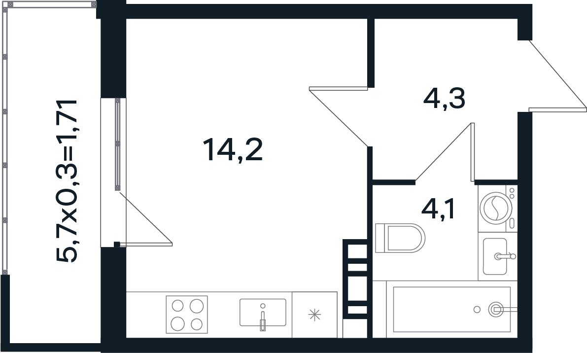 Студия 24 м2 в ЖК Микрорайон Новая Елизаветка корпус null этаж 4