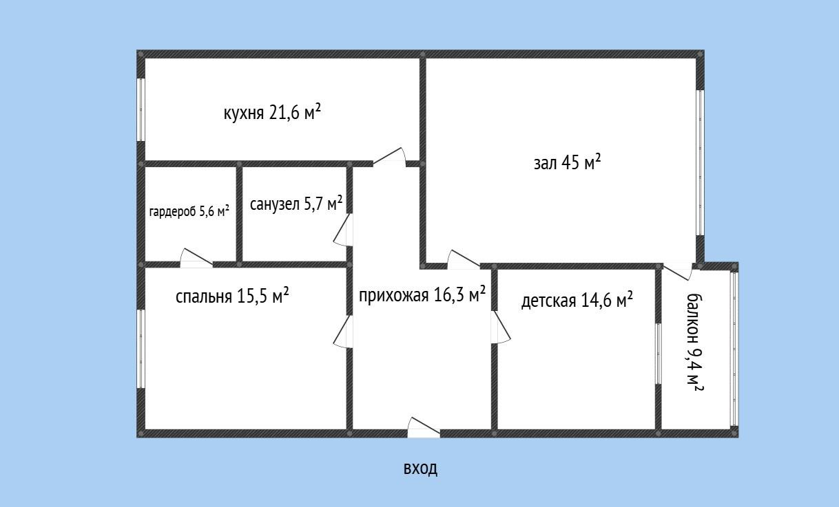 3-комнатная 122 м2 в ЖК undefined корпус null этаж 5