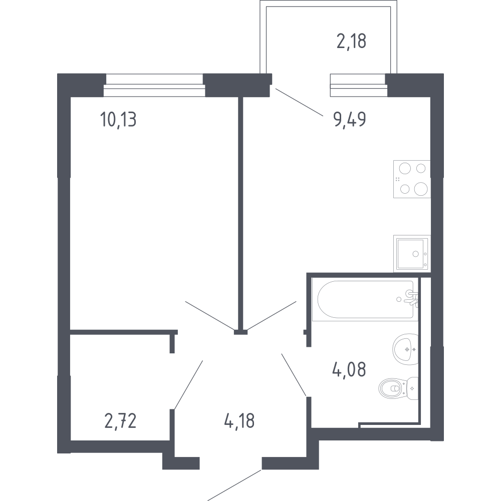 1-комнатная 30 м2 в ЖК Чаркова 72 корпус null этаж 5