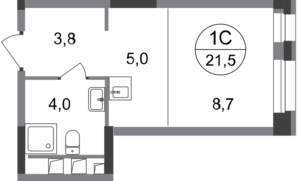 Студия 21 м2 в ЖК Первый Московский корпус null этаж 6