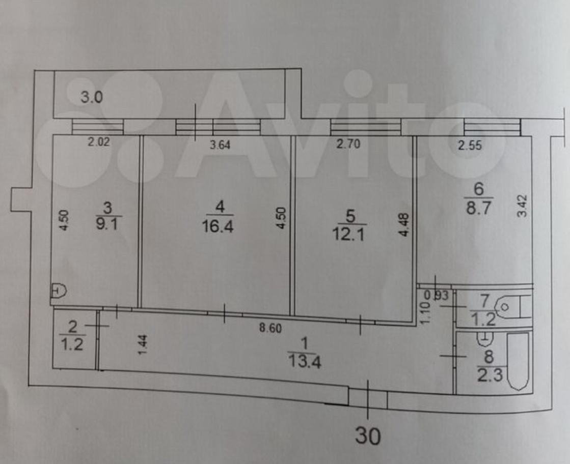3-комнатная 63 м2 в ЖК undefined корпус null этаж 2