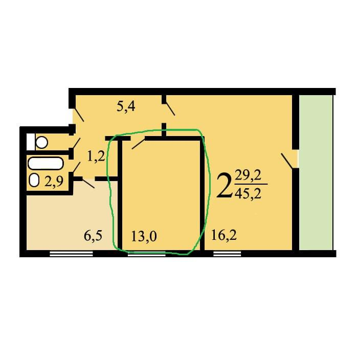2-комнатная 14 м2 в ЖК undefined корпус null этаж 1