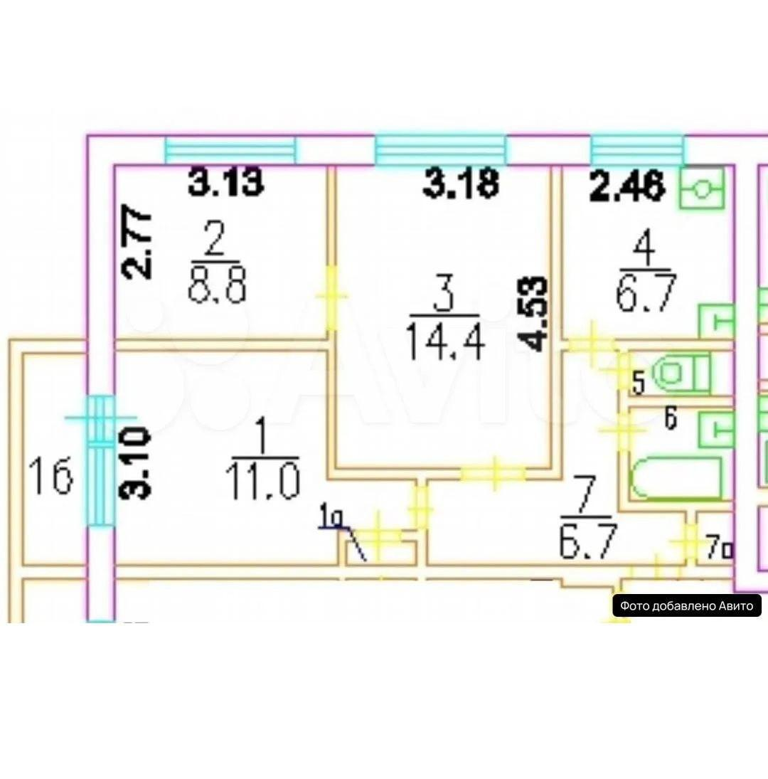 3-комнатная 51.7 м2 в ЖК undefined корпус null этаж 4