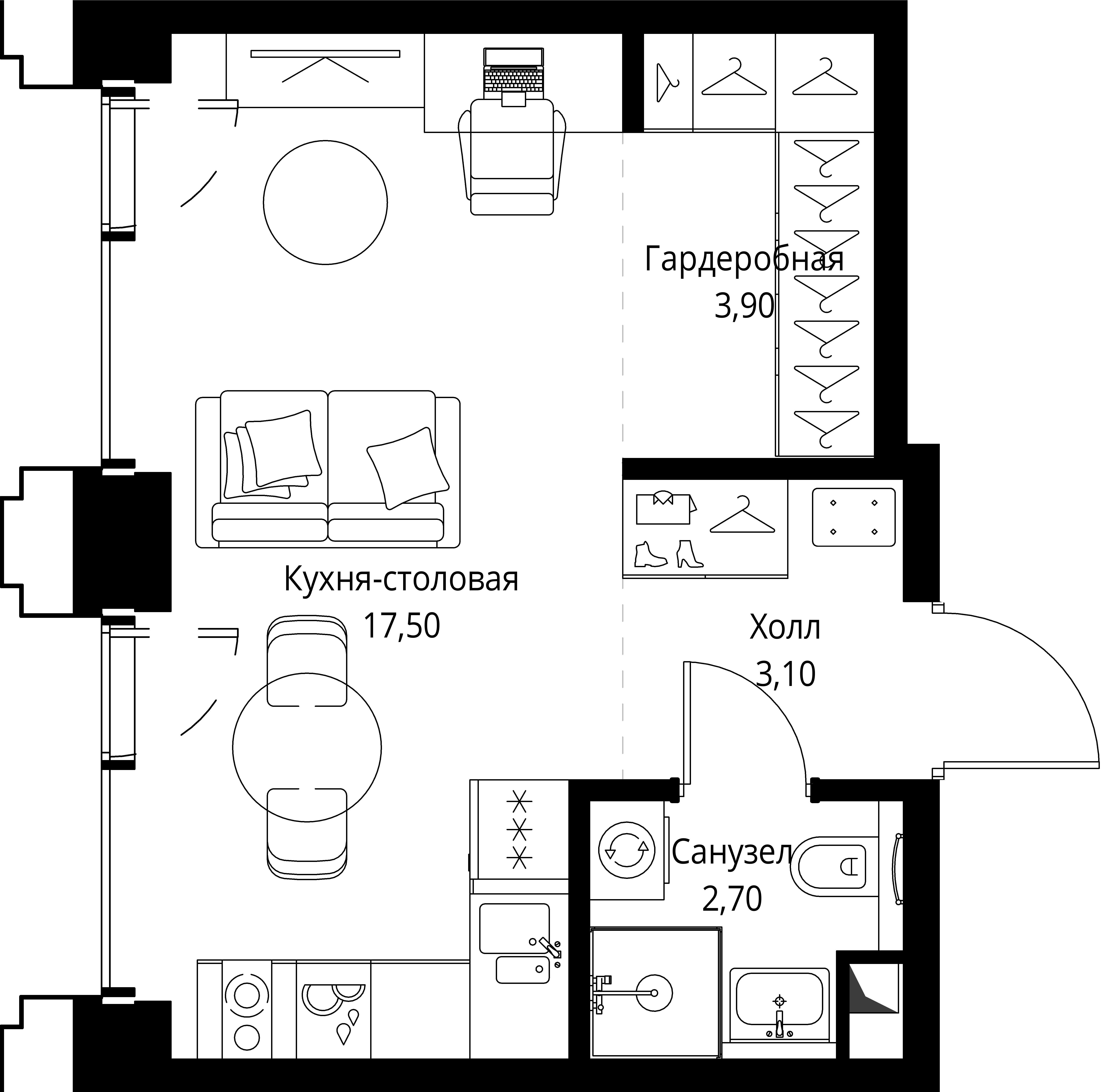 Студия 27 м2 в ЖК СЕТ корпус null этаж 4