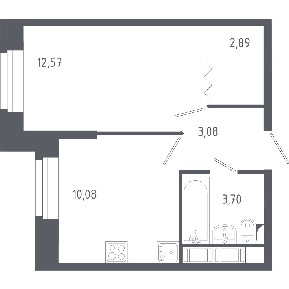 1-комнатная 32 м2 в ЖК Новое Колпино корпус null этаж 2