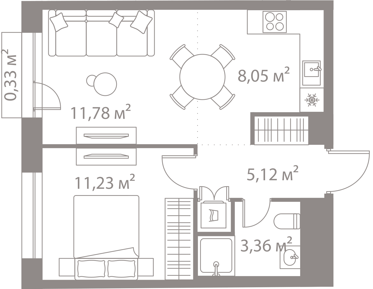 1-комнатная 39 м2 в ЖК ЛАЙФ-Варшавская корпус null этаж 9