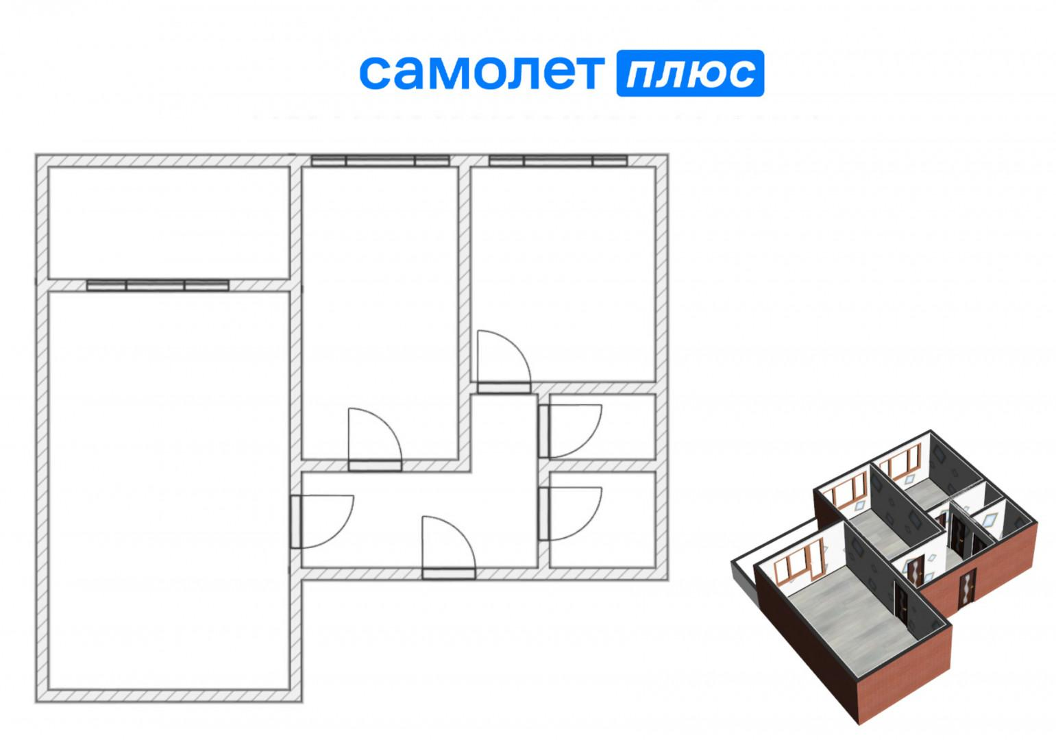 2-комнатная 43.5 м2 в ЖК undefined корпус null этаж 2