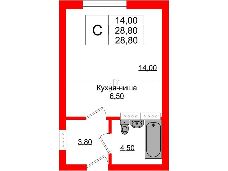 Студия 28 м2 в ЖК Теодор Кроне корпус null этаж 1