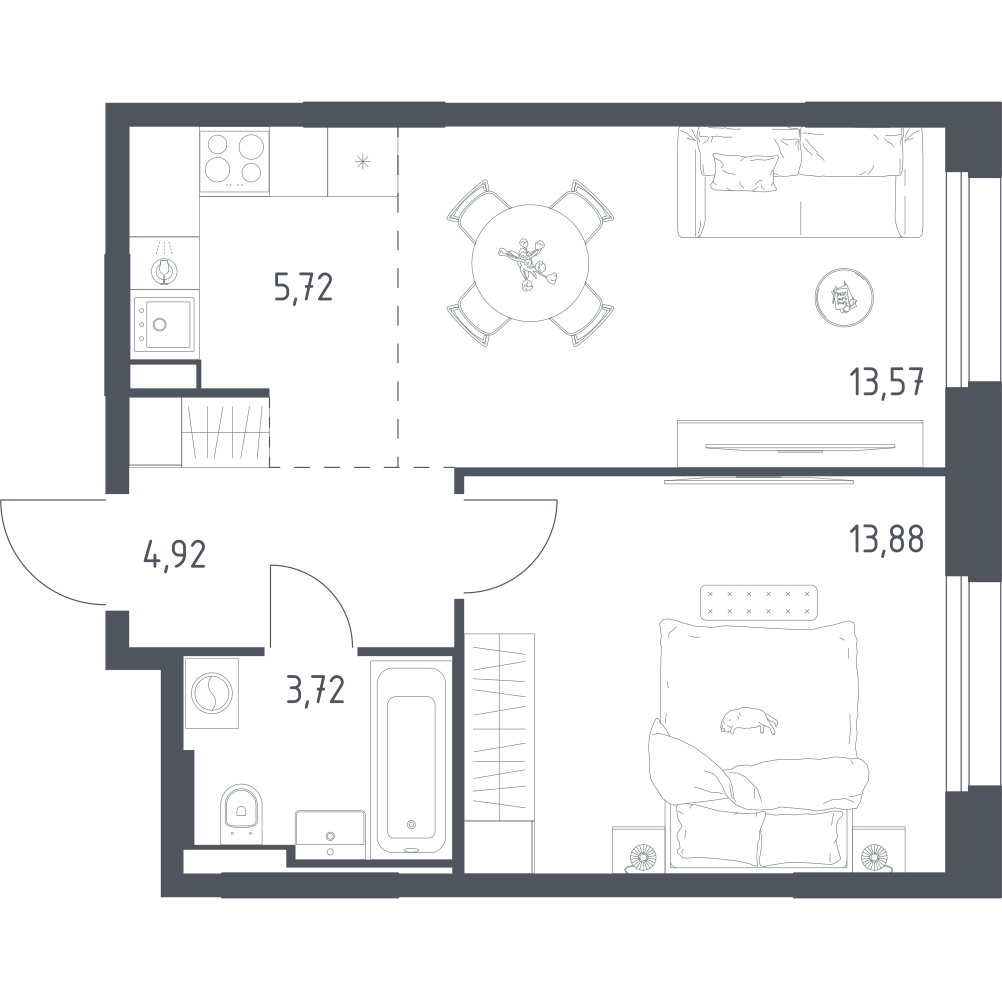 Студия 41 м2 в ЖК Заречье Парк корпус null этаж 8