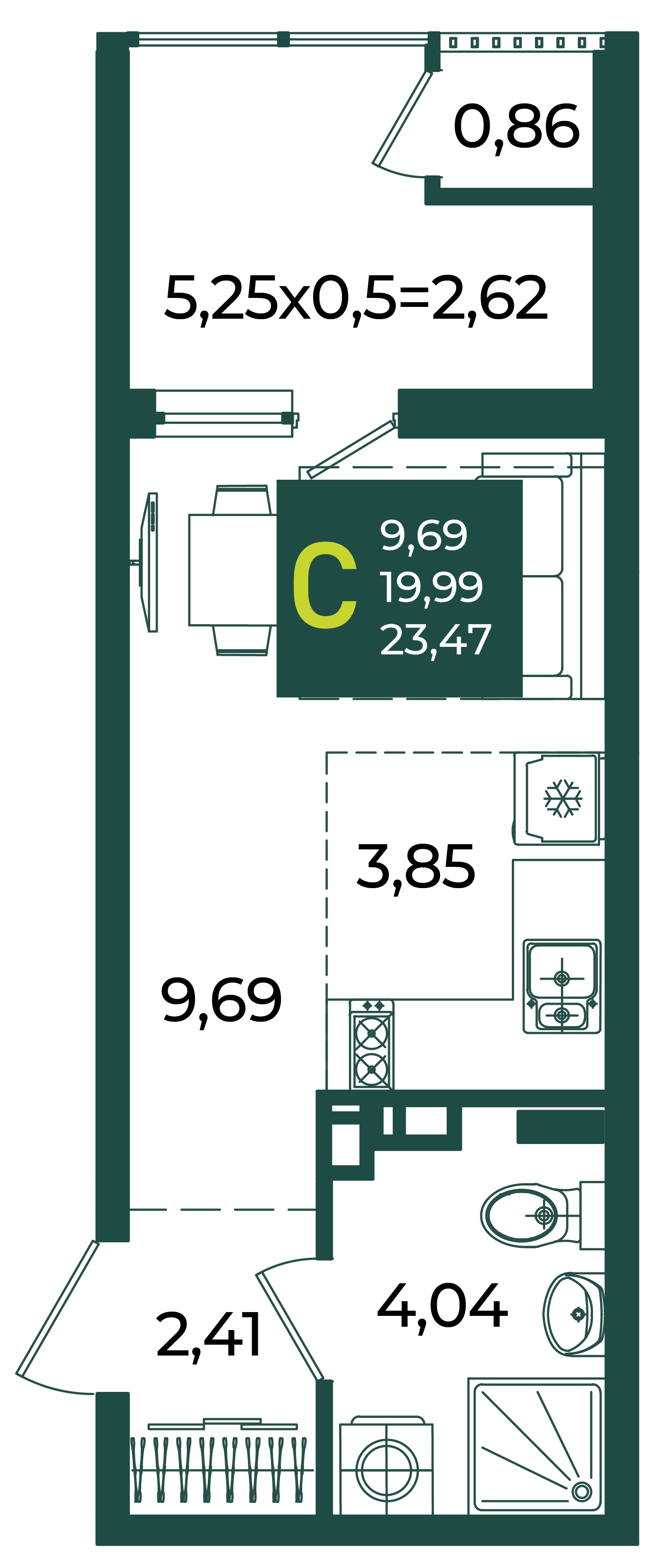 Студия 23 м2 в ЖК Образцово корпус null этаж 7