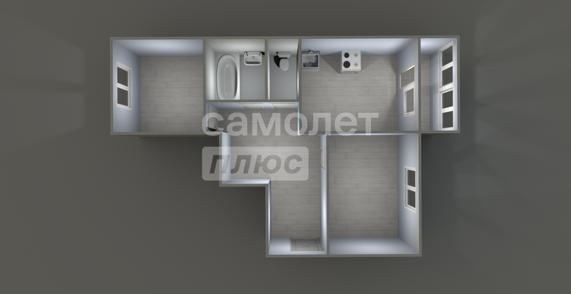 2-комнатная 56.6 м2 в ЖК undefined корпус null этаж 3