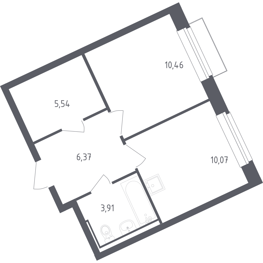 1-комнатная 35 м2 в ЖК Рублёвский Квартал корпус null этаж 8