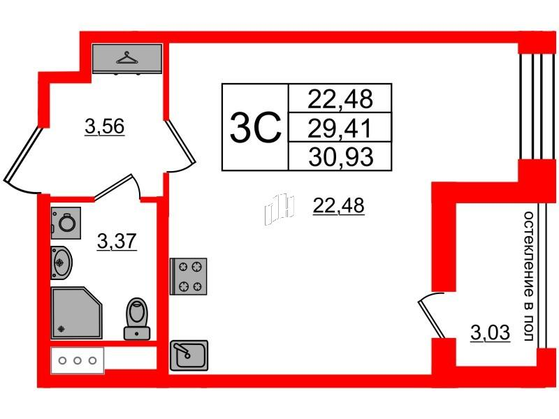 Студия 29 м2 в ЖК Титул в Московском корпус null этаж 8