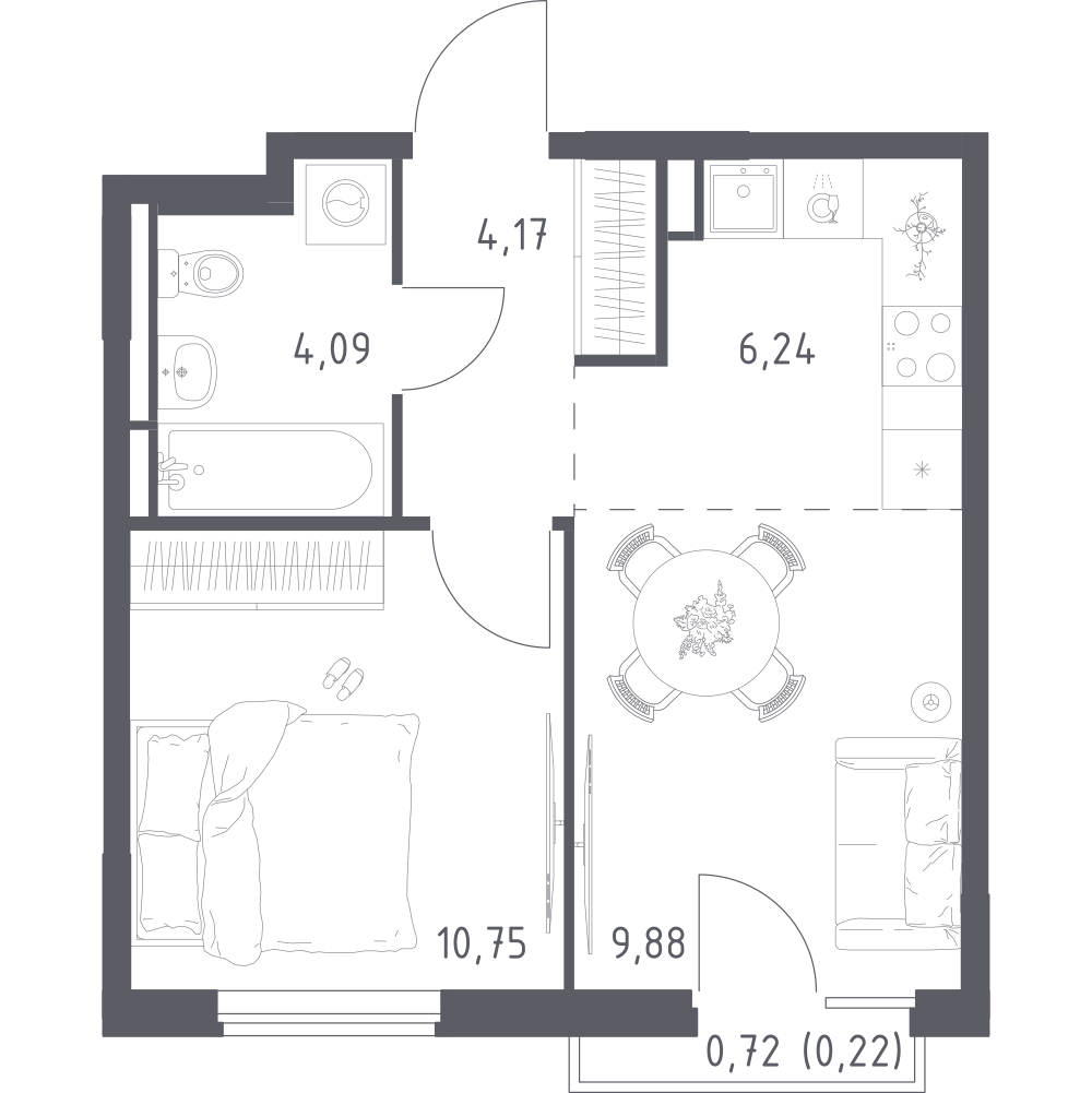 Студия 35 м2 в ЖК Мытищи Парк корпус null этаж 3
