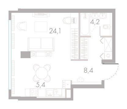 Студия 43 м2 в ЖК River Park Towers Кутузовский корпус null этаж 9