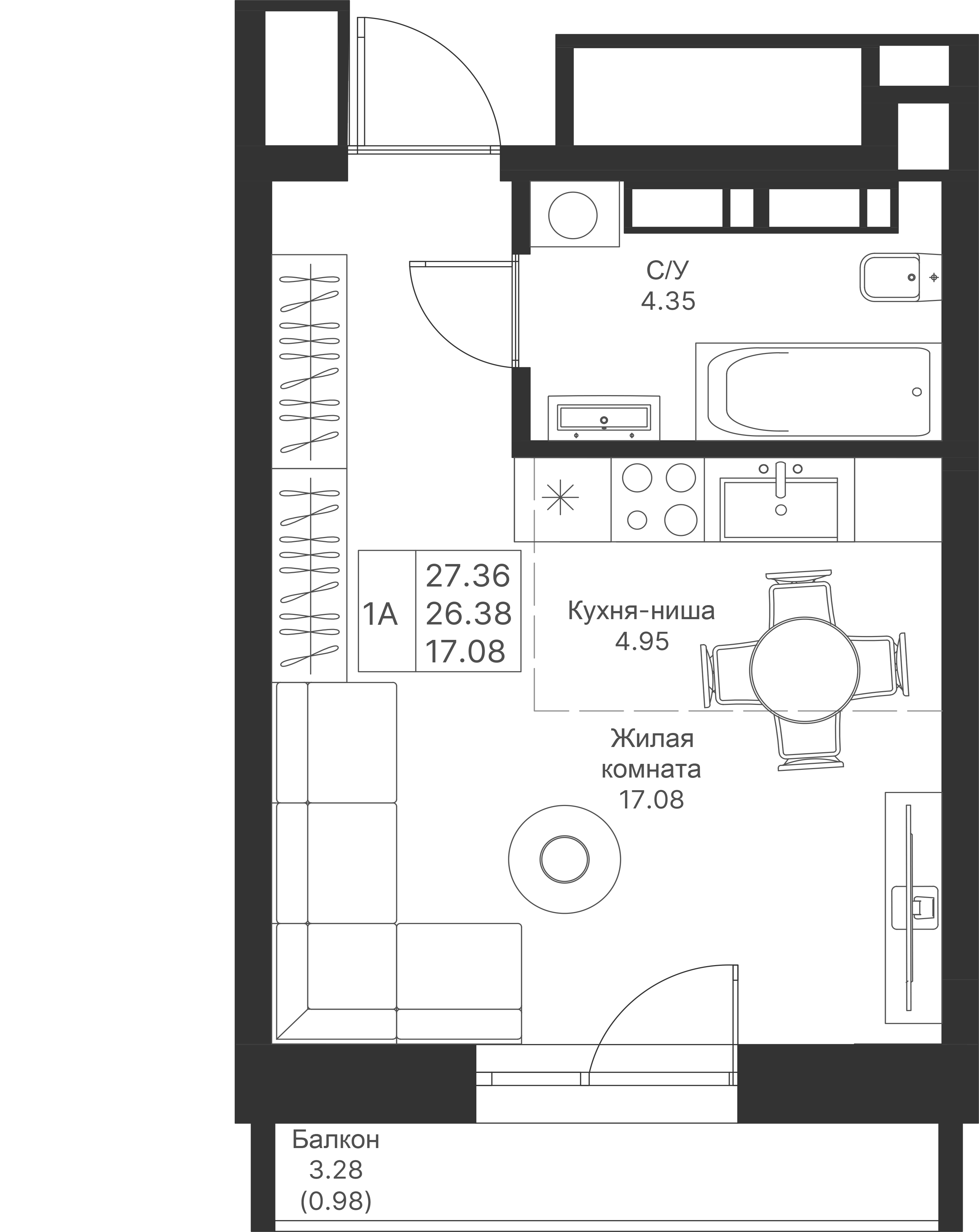 Студия 27 м2 в ЖК Мой Ритм корпус null этаж 6
