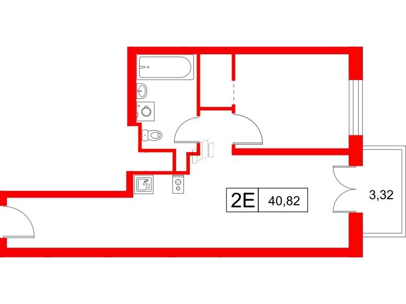 1-комнатная 40 м2 в ЖК Saan корпус null этаж 13