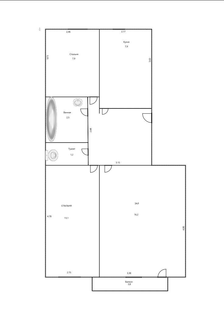 3-комнатная 56.2 м2 в ЖК undefined корпус null этаж 5