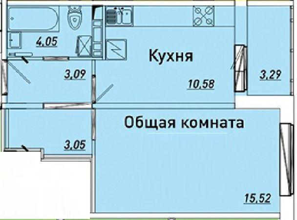 1-комнатная 40 м2 в ЖК undefined корпус null этаж 3