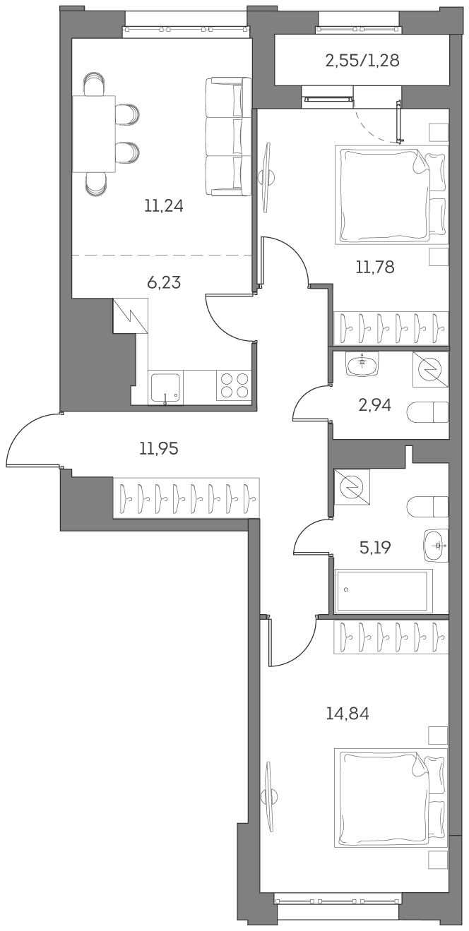 Студия 65 м2 в ЖК Аквилон Бисайд 2.0 корпус null этаж 6