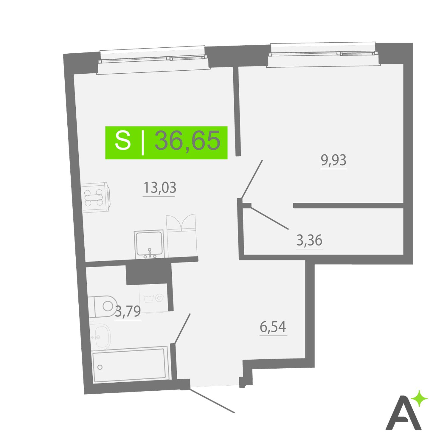 Студия 36 м2 в ЖК Аквилон Рива корпус null этаж 10