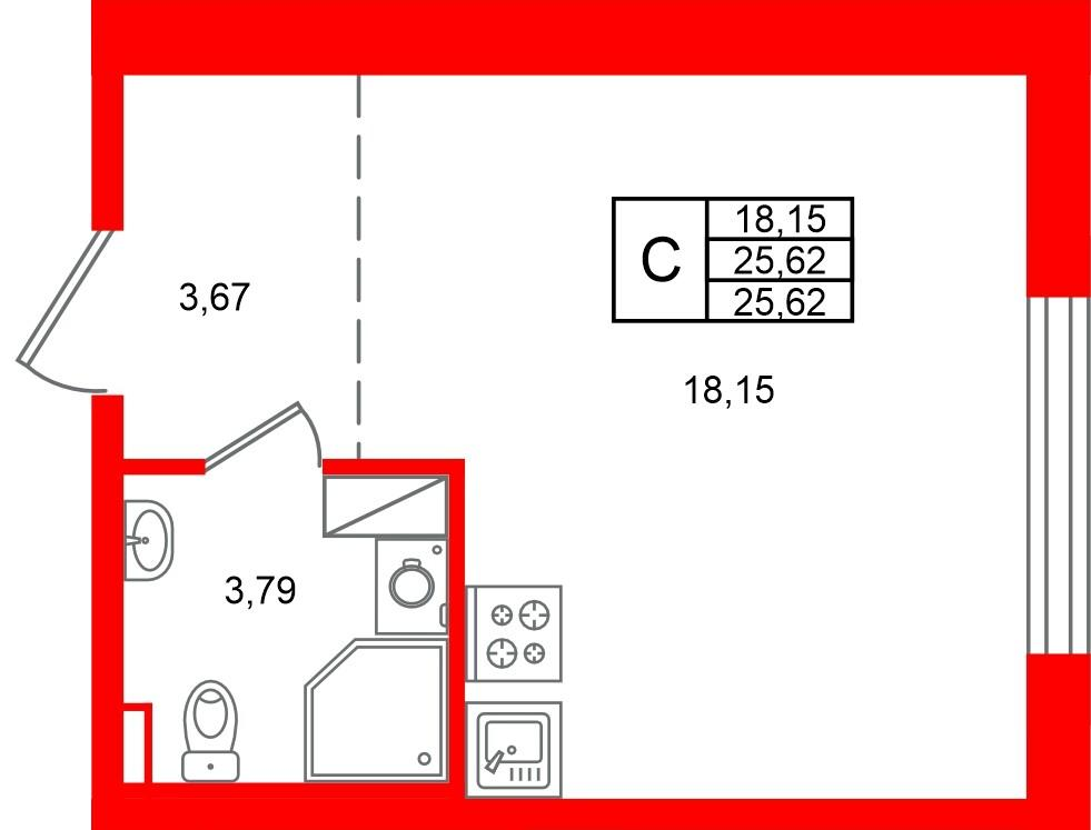 Студия 25 м2 в ЖК Аннино Сити корпус null этаж 3
