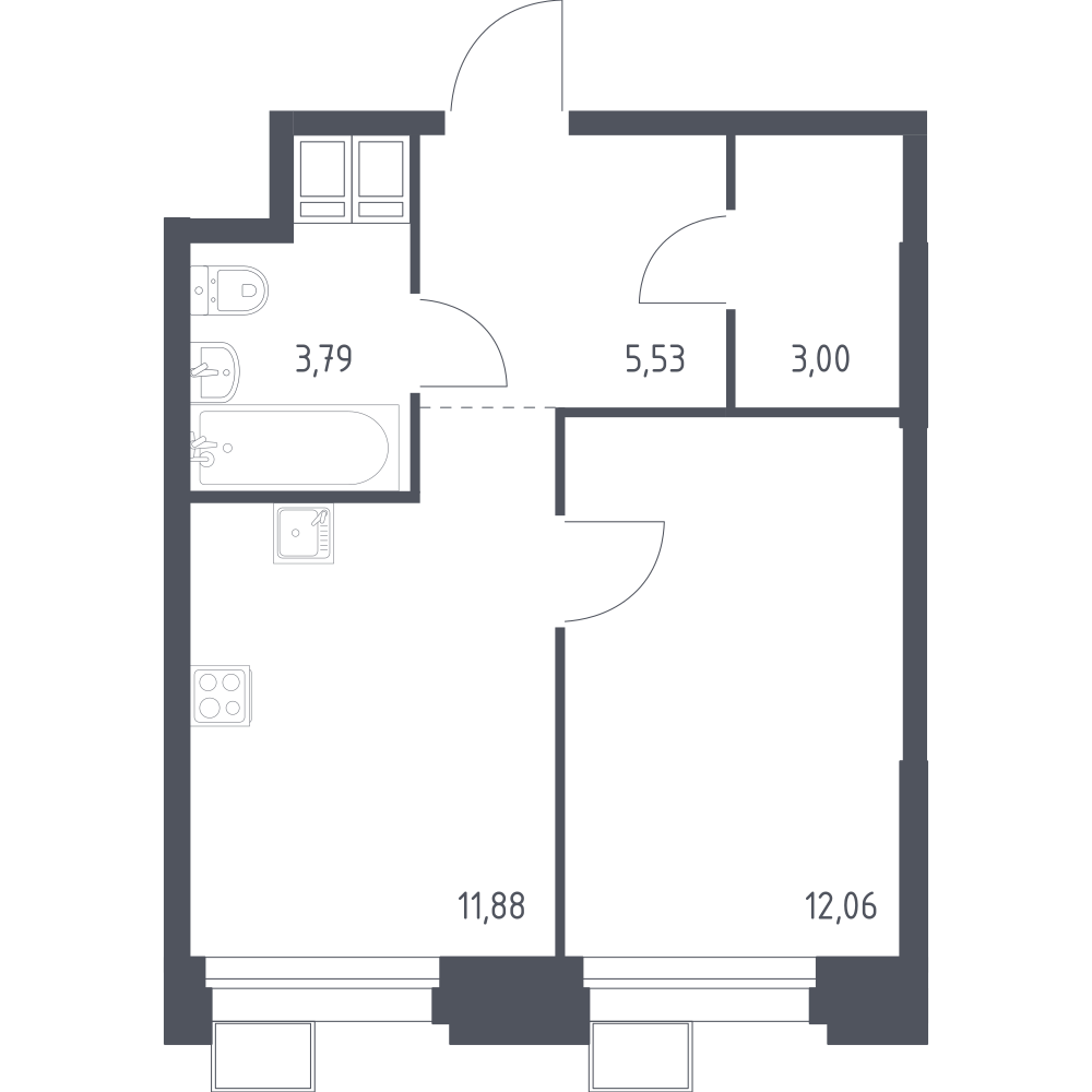 1-комнатная 36 м2 в ЖК Тропарево Парк корпус null этаж 13