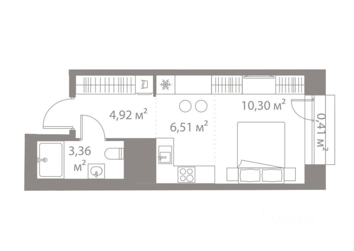 Студия 25.5 м2 в ЖК undefined корпус null этаж 8