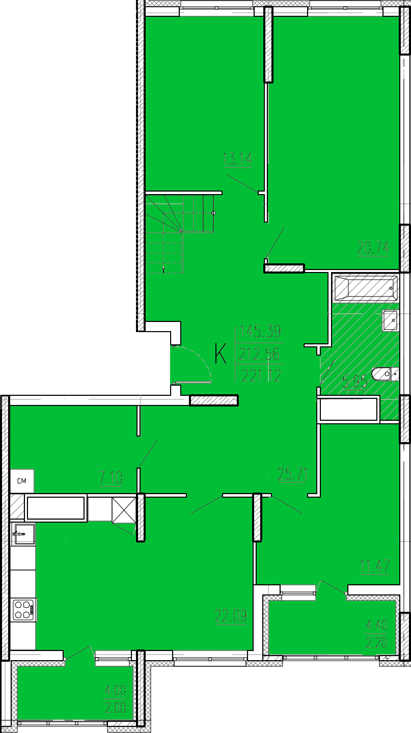 5-комнатная 221 м2 в ЖК Акварель корпус null этаж 17