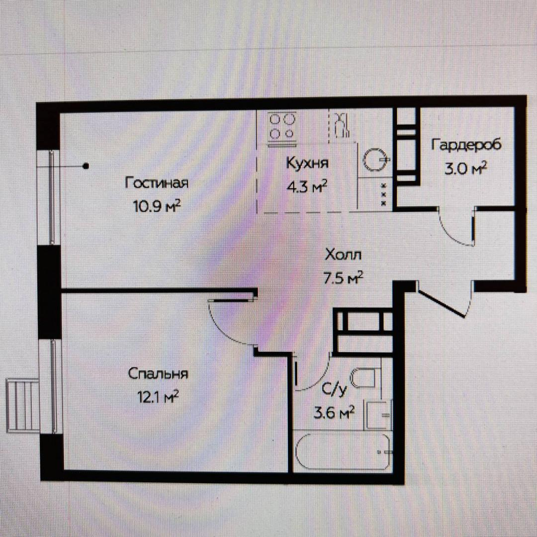 2-комнатная 41.4 м2 в ЖК undefined корпус null этаж 17