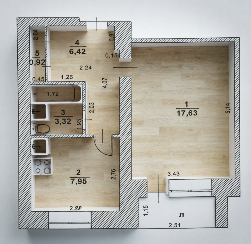 1-комнатная 36.1 м2 в ЖК undefined корпус null этаж 2