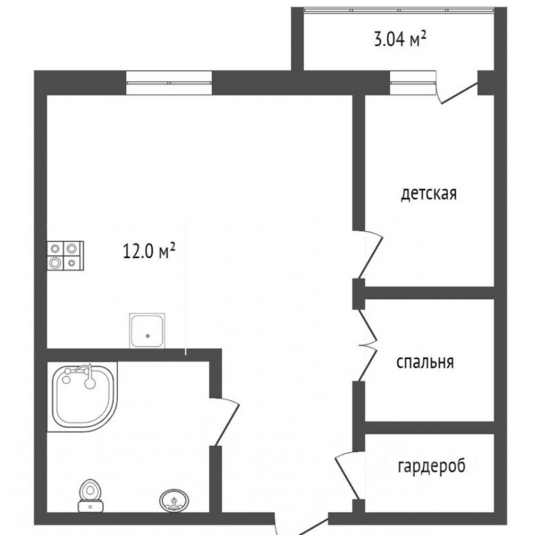 2-комнатная 55 м2 в ЖК undefined корпус null этаж 11
