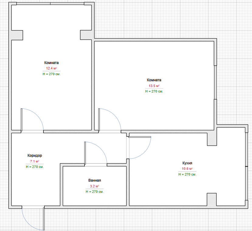 2-комнатная 49.1 м2 в ЖК undefined корпус null этаж 2