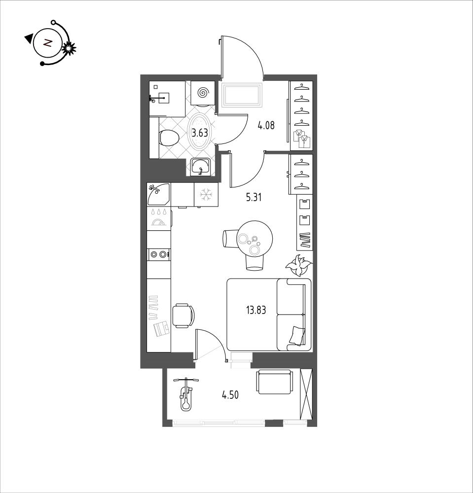 Студия 27 м2 в ЖК iLona корпус null этаж 8