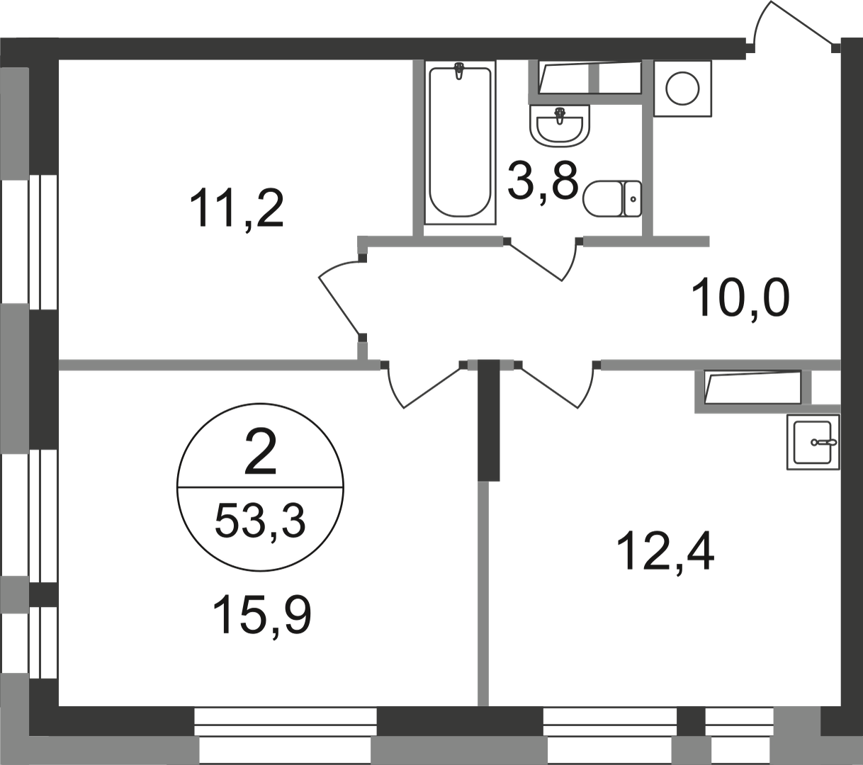 2-комнатная 53 м2 в ЖК Первый Московский корпус null этаж 10