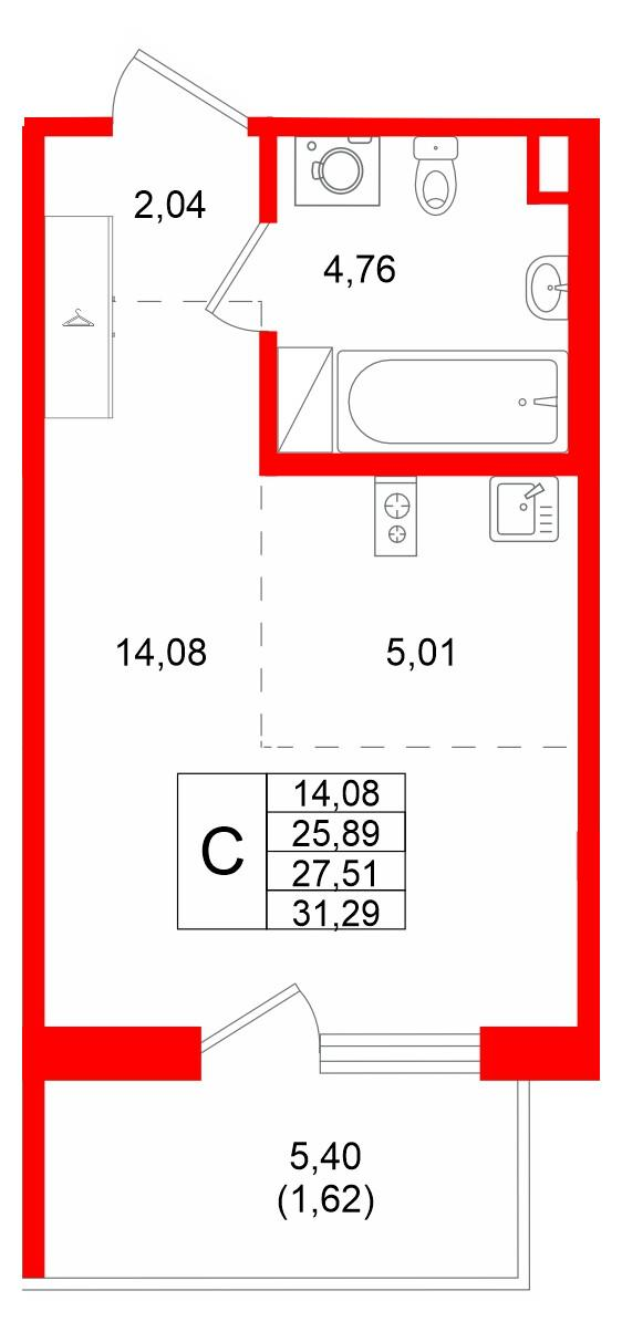 Студия 27 м2 в ЖК IQ Гатчина корпус null этаж 3