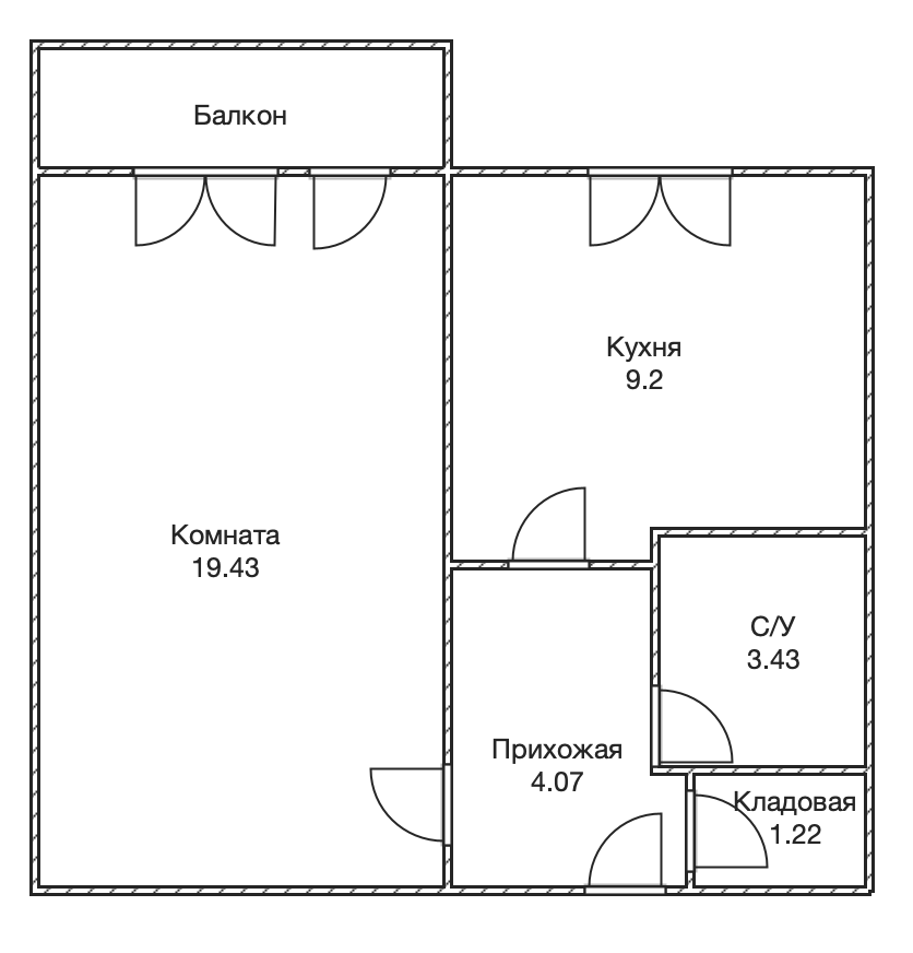 1-комнатная 37.4 м2 в ЖК undefined корпус null этаж 9
