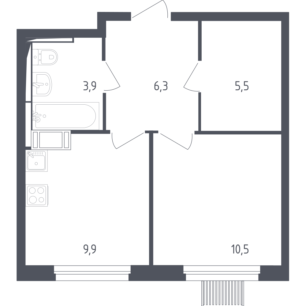 1-комнатная 35 м2 в ЖК Мытищи Парк корпус null этаж 16