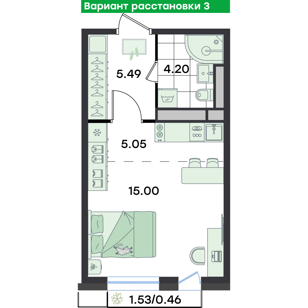 Студия 30 м2 в ЖК G3 Театральный корпус null этаж 4